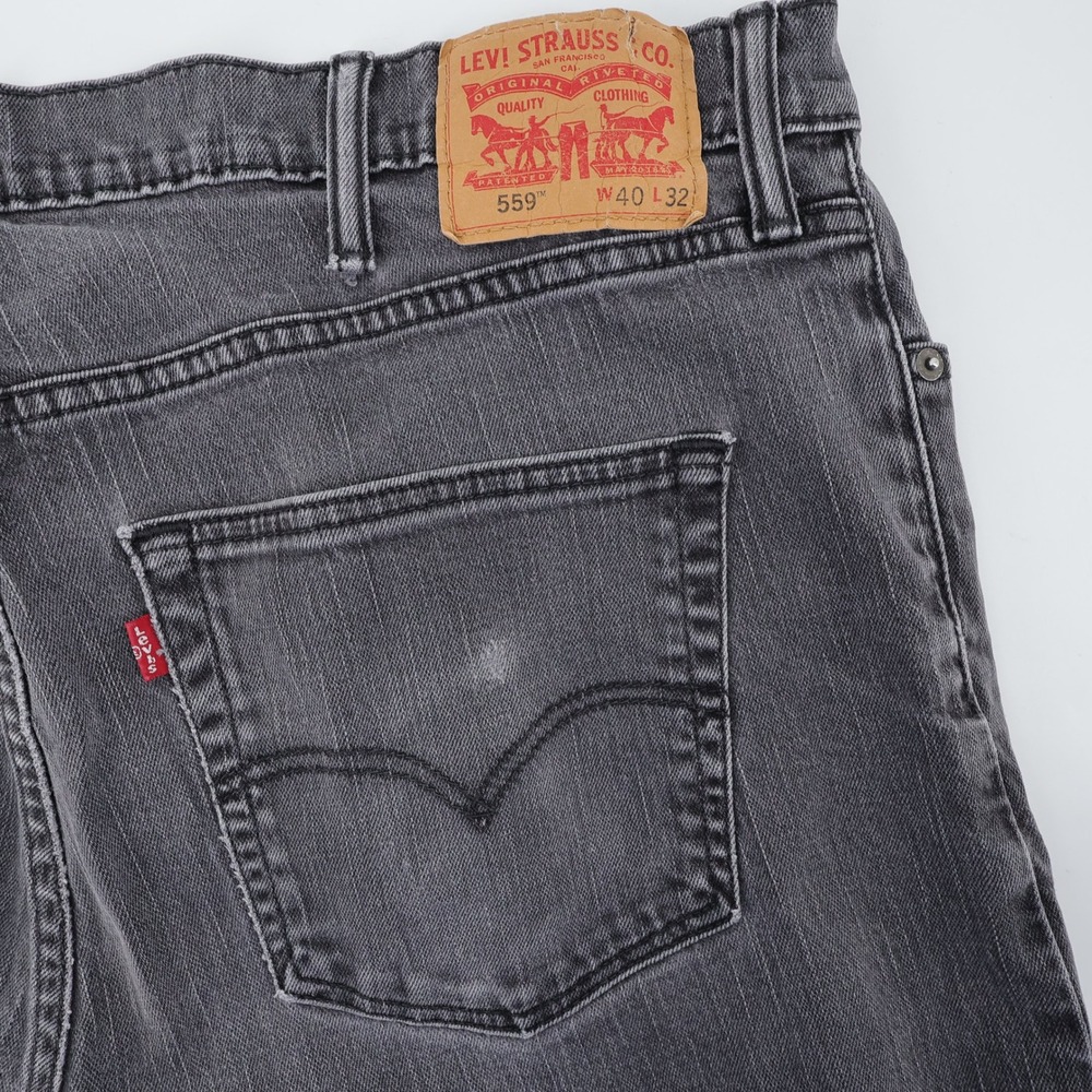 Levis 559 Relaxed Straight Jeans Mens 40x30 Faded Black Denim Pants